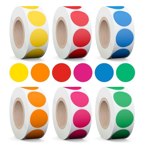 AveneMark 3000Pcs 3/4' Color Coding Labels Circle Dot Stickers,Round Yard Sale Stickers with Bright...