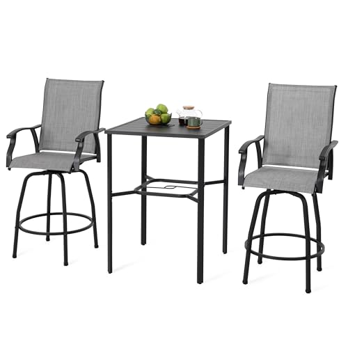 NUU Garden 3-Piece Swivel Patio Bar Set