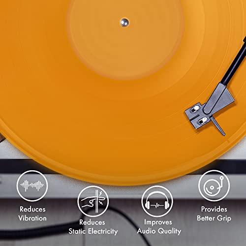 Pro Spin Orange Glow Acrylic Turntable Mat - Platter Slipmat For 12" Vinyl Vintage Record Player - Antistatic Cover, Reduces Noise & Sounds From Static & Dust - Tighter Bass Quality, Record Player Mat #TOP2
