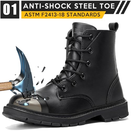 Waterproof Steel Toe Boots for Women Men, 6" Comfortable Composite Toe Work Boots Safety Construction Shoes2