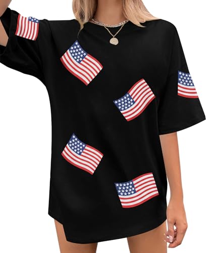 American Flag Shirts for Women: 4th of July T Shirt USA Shirt Oversized Patriotic Tshirt USA Stars Stripes Tee Tops