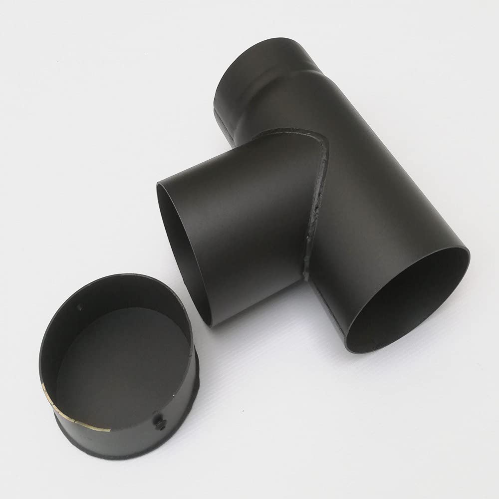Aflex raccordo per stufa a legna - camino a T braga a 90 gradi MF codino F con tappo (150mm)