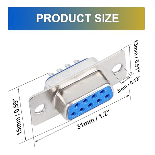 uxcell 20 piezas conector DB9 hembra 9 pines miniatura 4