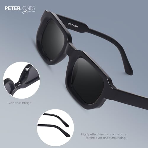 Image of Peter Jones Black Unisex Broad Frame Square UV /UB Protected Sunglasses (3887B)