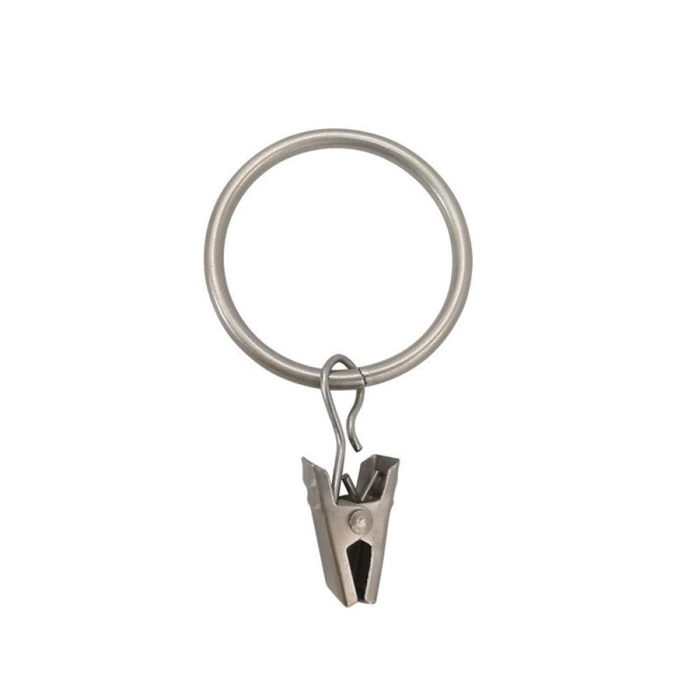 Lot de 100 pinces à rideaux avec anneaux, anneaux de rideaux de 25 mm avec clips de diamètre interne, pour fenêtres, salle de bain, cuisine à domicile -Fog silver_3.0*25 diamètre intérieur (Fog Silv