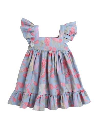 Image of The Magic Wand Printed Dresses for Kids Baby Girls, Fancy Stylish Knee Length One Piece Midi Frocks for Girls, Casual Dress for Summer Season
