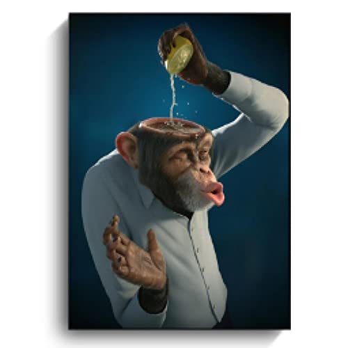 Peinture singe drôle affiche sur toile 70x100cm pour décoration murale de salon