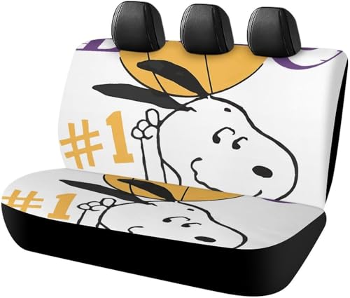 スヌーピー バスケットボール カーシートカバー 車シートカバー 後部座席用 シート保護 おしゃれ カー用品 軽/普通車 汎用 後席クッションカバー 人気 キャラクター 四季通用