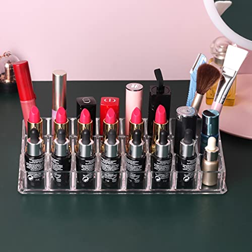 MOSIKER Acrylic Makeup Lipstick Organizer Clear Cosmetic Storage Organizers With 24 Slots Cosmetics Holder