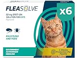 Cat Flea Treatment Spot On x 6 - Flea Treatment Cat Spot On for Cats & Kittens Over 1kg - 6 Pipettes, 6 Doses - Fast-Acting FleaSolve Solution