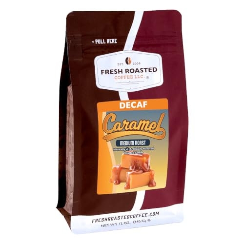 Image of Fresh Roasted Coffee, Decaf Caramel Flavored Drip Ground Coffee, Medium Roast, Kosher, 12 oz