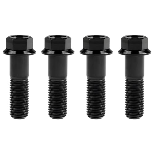 Image of Titanium Bolt M12 30 35 40 45 50 55 60 65 70 75 80 85 90mm Hex Small Flange Head for Motorcycle Car Modification Pack of 4 (M12x40mm Pitch 1.5, Black)