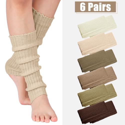 Image of Sintege 6 Pairs Leg Warmers for Girls Women | Kawaii Japanese Style Design, Soft Knitted Slouchy Boot Socks, Cute School Outfits Accessory for Girls, Lolita Costume