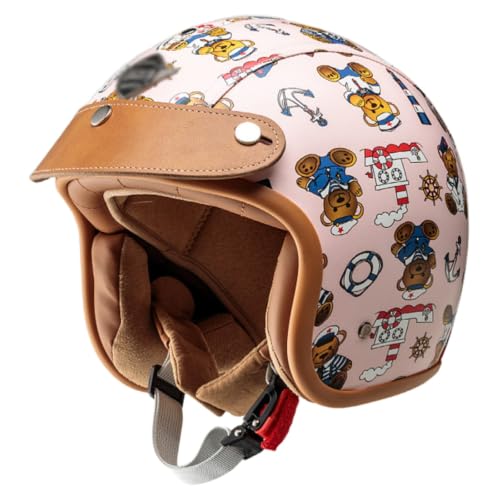 Casque jet enfant avec visière et cuir amovible 46-50cm