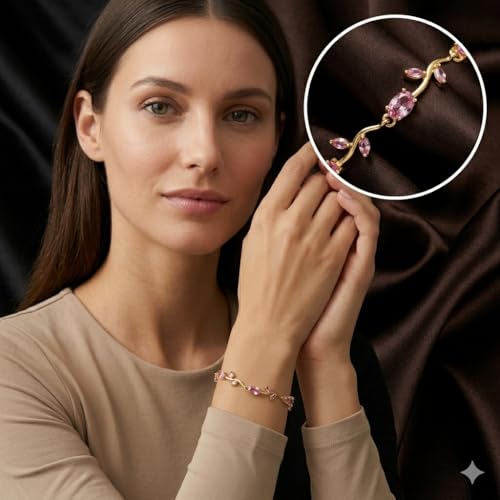 Image of 18K Gold Plated Stylish Chain Bracelet for Women & Girls | Trendy Unique Diamond Tennis Charm Link Tulip Everyday Instagram Viral Jewellery