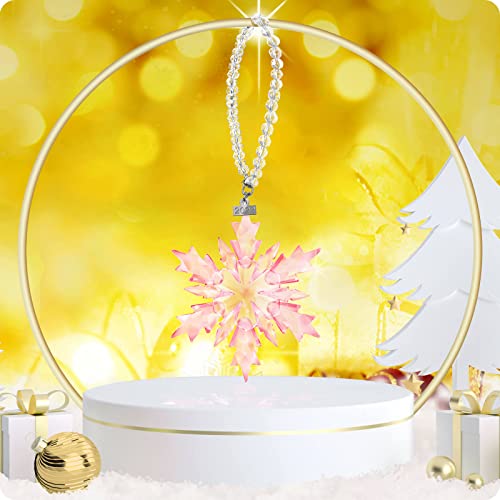Fancyoung 2022 Snowflake Crystal Ornament Rear View Mirror Pendant Christmas Festival Charm Star Crystal Ornaments Collectibles Home Hanging Decor #TOP7