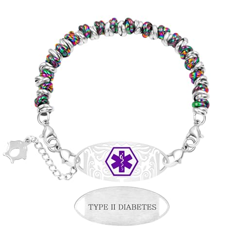 Zircobic Fashionable Personalized Medical Bracelet – Laser Engraved Text OR Dynamic QR Code, 4 Adjustable Lobster Clasps, Durable Stainless Steel Emergency ID Accessory（T2D）