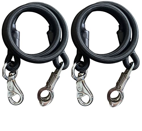 Majestic Ally Pack of 2, Bungee Trailer Tie for Horse Haulage with Panic Snap and Bull Snap (Black) - Image 2