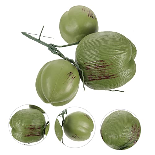 HOOTNEE 1 Bunch Artificial Coconut Fruits Photo Prop Hawaiian Coconut Prop Coconut Potato Props Simulation Food Creative Fruit Ornament Fruit Model Fake Fruit Plastic Coconut Leaf Banquet