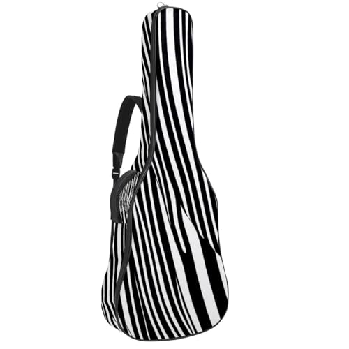 Sac pour guitare acoustique 106,7 cm à rayures et fleurs avec bandoulière