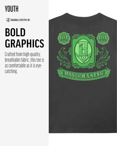 BL101 Youth Bag Chaser Baseball Graphic Tee for Boys - Gray, YM - image 7