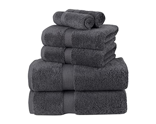 La Maison 100% Egyptian Cotton 600GSM Superior Towel Bale Set Hand Towel Bath Towel 6 Piece Super Soft Everyday Use (Charcoal)