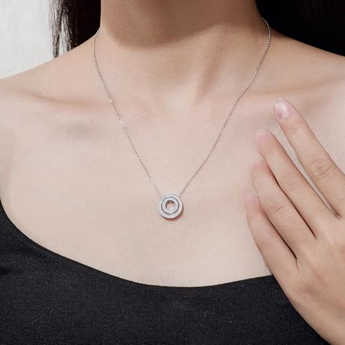 Women's Necklace—Moissanite Necklace, Pearl Cluster Design—Certificate Included, 925 Sterling Silver, Plasma Cut, 45cm Extension Chain, Suitable for: Parties/Dates/Everyday Wear/Weddings/Birthdays