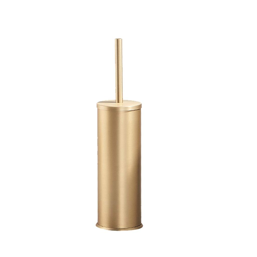 Nff Pennello E Supporto per La Toilette, Supporto per Spazzola per La Toilette Nero Compatto in Alluminio, Manico Lungo con Coperchio E Pennello Resistente Testa 40x9.2cm (Color : Gold)