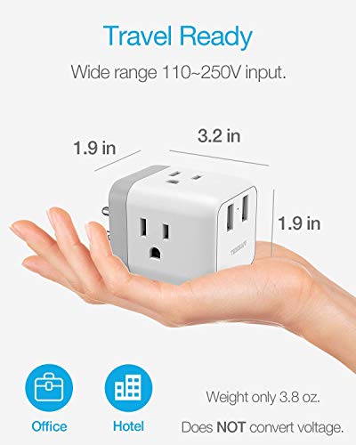 image for TESSAN Multi Plug Outlet Extender with USB Charger, Travel Charging Cu