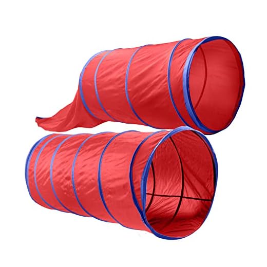 Dog Agility Tunnel, Two Tunnels Dual Options; Open or Blind, Connected or Separate, Dog Agility Training Equipment, Fun Dog Activities Large Size 14 Ft