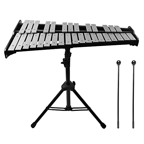 Kinbelle 32 Notes Glockenspiel Kit Xylophone Bell Percussion Instruments, Percussion Instruments Kit For Adults/Children,Educational Xylophone With Adjustable Height Stand,Mallets,Carrying Bag #TOP2