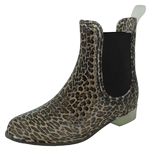 Spot On Damen Gummistiefel mit Glitzer, Leopardenmuster, mehrfarbig, 37 EU