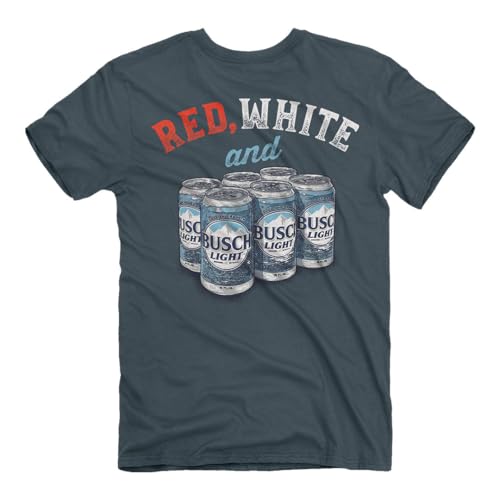 Red White and Busch Light T-Shirt Indigo Blue| USA Design | 100% Cotton
