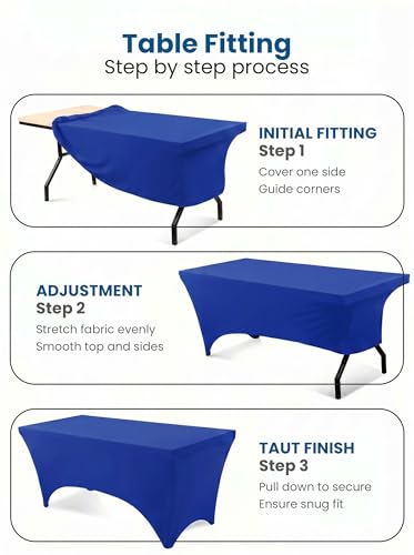 Image of Utopia Kitchen Spandex Tablecloth 2 Pack [8FT, Royal Blue] Tight, Fitted, Washable and Wrinkle Resistant Stretch Table Cloth Rectangle Cover for Trade Show, Weddings & Parties [96Lx30Wx30H Inch]