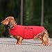 Brabtod Quilting Small Dog Winter Coat,Wateproof Dachshund Clothes with Fleece Lining,Miniature Dachshund Jacket with Leash Hole,Thick and Keep Warm-Red-S