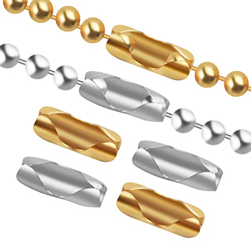 Metal Beaded Chain, 10Pcs Adjustable Ball Chain Necklace Metal Bead Chains 1 Meter Long And 2.4Mm Bead Size With 40Pcs Matching Connectors Jewelry Findings - Silver And Gold #TOP3