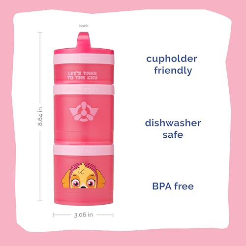 Whiskware Paw Patrol Stackable Snack Containers for Babies, Kids. and Toddlers, 3 Stackable Snack Cups for School and Travel, Backpack and Cupholder Friendly, Skye