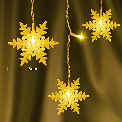 Opard Curtain Lights Main Powered 94LED 3.6M Snowflake Christmas Lights 8 Lighting Modes Timer Function IP44 Waterproof Christmas Lights for Xmas Tree, Window, Home (Snowflake)