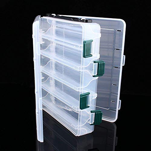 Double Sided Fishing Tackle Box Visible Hard Plastic Clear Fishing Lure Bait Squid Jig Minnows Hooks Accessory Storage Case Container 16 Compartments #TOP5