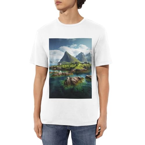 Image of CPAQasg Norway Islands Print Breathability Short Sleeve T-Shirts Workout Casual Wear Fit Various Body Types White
