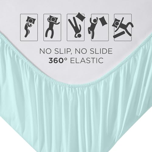 Image of Royale Linens Fitted Sheet Twin - Ultra Soft 1800 Brushed Microfiber - Hotel Luxury Bottom Sheets - Wrinkle Free & Fade Resistant - Deep Pocket Fitted Sheet Only (Twin, Aqua)