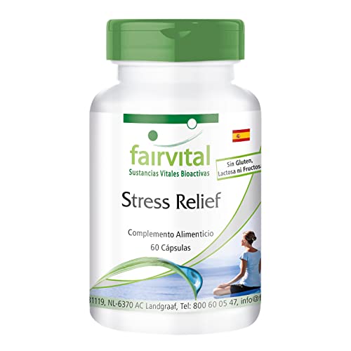 Fairvital | Stress Relief - Cápsulas Antiestrés - Multivitamínico con Vitaminas B y C + Aminoácidos + Zinc + Selenio + Ginseng y Resveratrol - Dosis elevada - 60 Cápsulas - Calidad Alemana