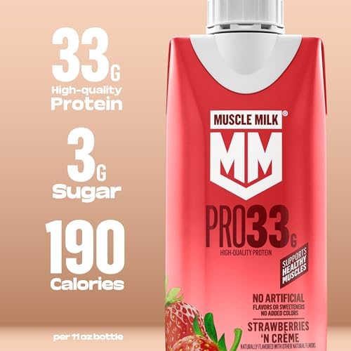 Muscle Milk Pro High Protein Shake, Strawberry, 11 fl oz Cartons (12 Pack) — view 4