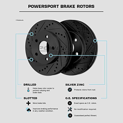 Powersport Front Rear Brakes And Rotors Kit |Front Rear Brake Pads| Brake Rotors And Pads| Ceramic Brake Pads And Rotors |Fits 2012-2018 Audi A6, A6 Quattro, A7, A8 Quattro #TOP3