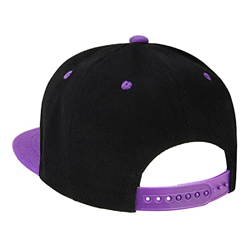 Image of Classic Snapback Hat Cap Hip Hop Style Flat Bill Blank Solid Color Adjustable Size