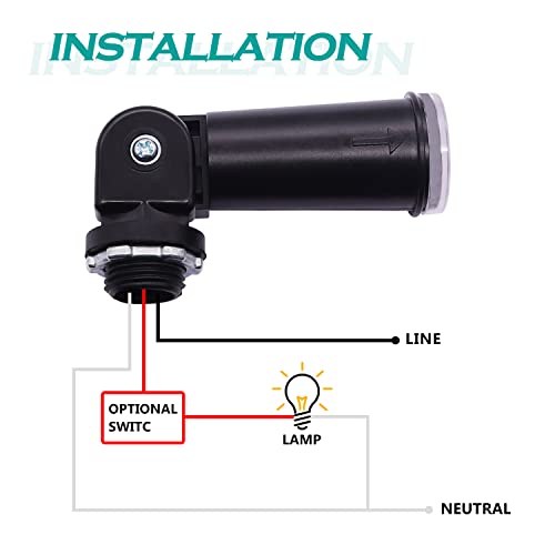 Tanbupu Dusk To Dawn Photocell Light Sensor,Switch Auto On Off 120Vac Hardwired Photoelectric Switch With Swivel Mount, For Outdoor Porch Light, Led Post Light, Wall Pack #TOP3
