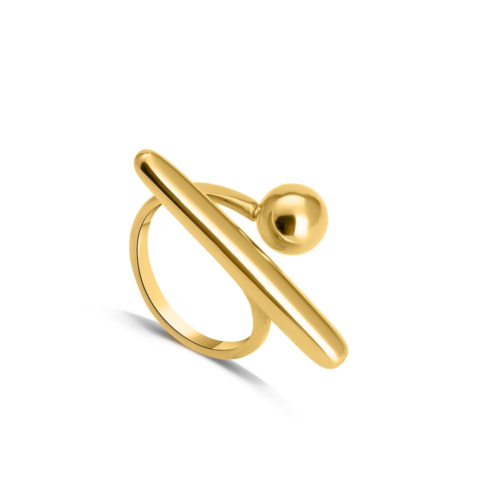 Golden Bar & Ball Adjustable Gold Ring for Womens - Waterproof & Anti-Tarnish-image-36