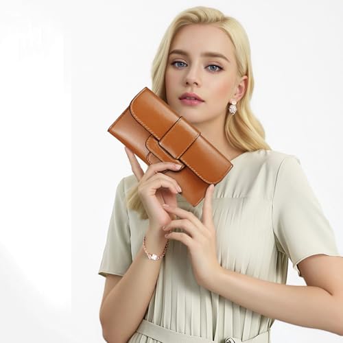 Womens Wallet, PU Leather Large Wallet Long Wallet with Multiple Card Positions, Stylish Large Capacity Wallet for Dating, Work, Shopping (brown)4