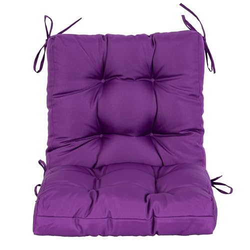 Image of QILLOWAY Outdoor Chair Cushion for Patio Furniture, Waterproof Patio Cushions with Ties, Fade Resistant Replacement Pads for Outdoor Rocking Chairs,Purple