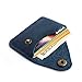Handmade Leather Card Holder with Snap Closure - Ultra-Thin Minimalist Front Pocket Wallet, Hand-Stitched Genuine Leather Simple Card Case for Men & Women(Blue)